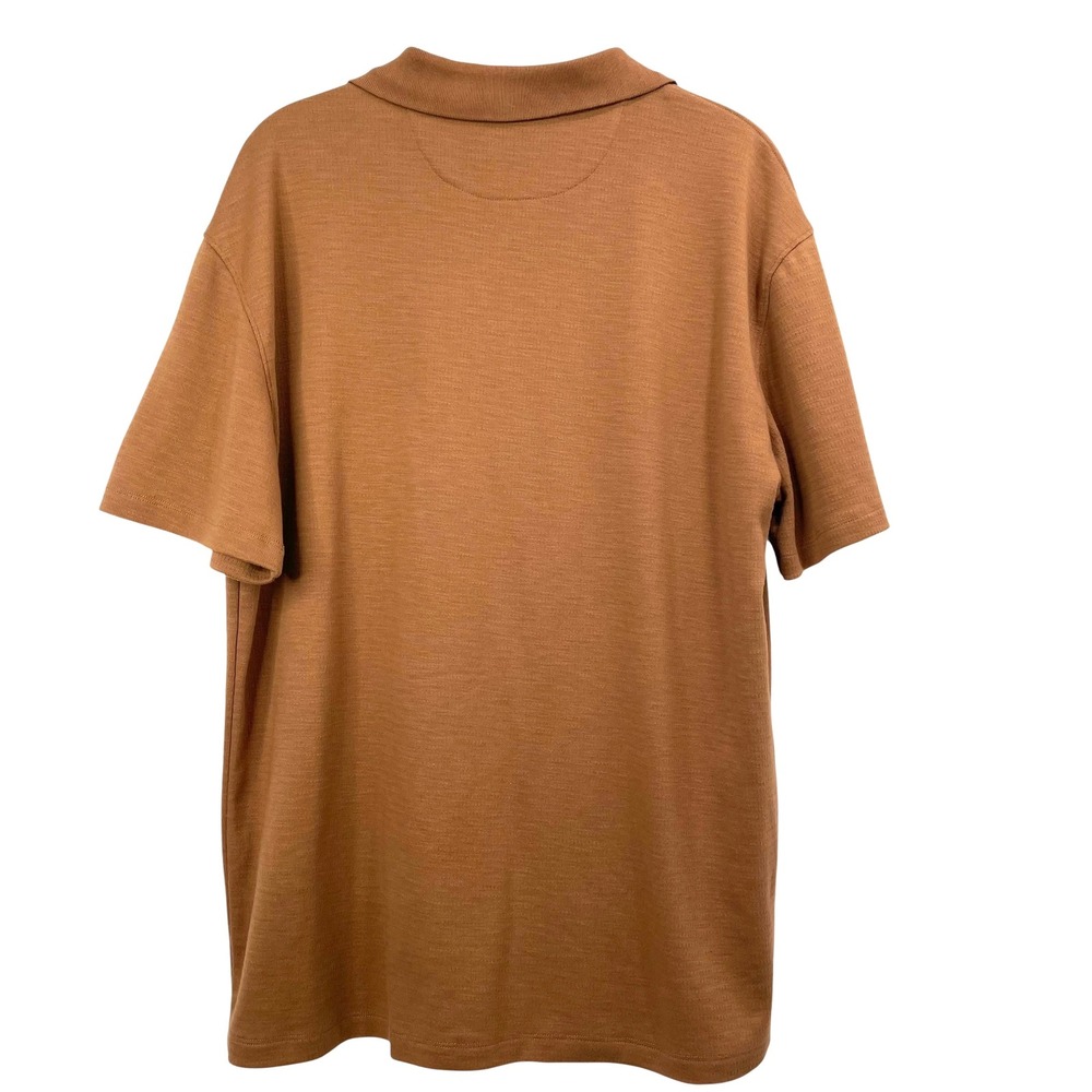 Vince Jacquard Short Sleeve Button-Up polo Shirt top‎ Size L caramel tan neutral - Picture 7 of 8